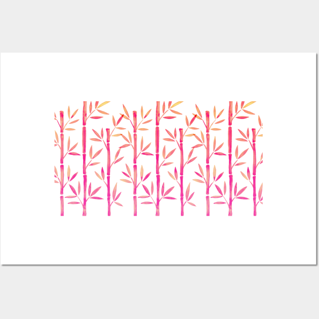 Pink Bamboo Pattern Wall Art by CatCoq